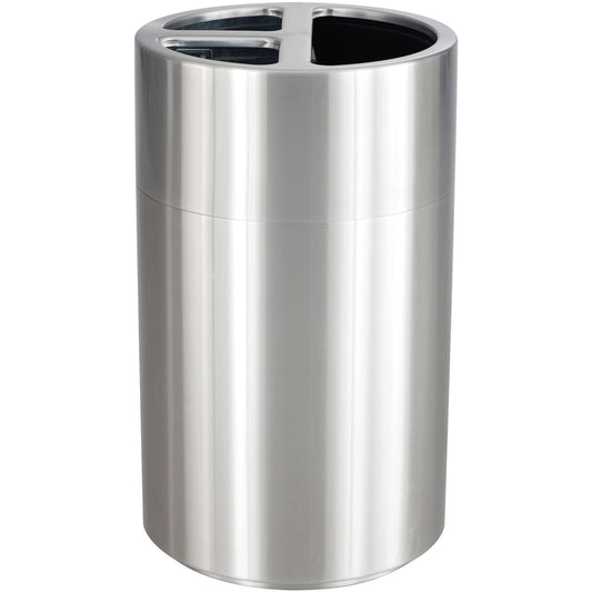 Safco Products 9941SS Triple Bin Recycling and Trash Can, 40 Gallon Total, Aluminum Shell, 3 Separate Liners, Decals Included, Silver