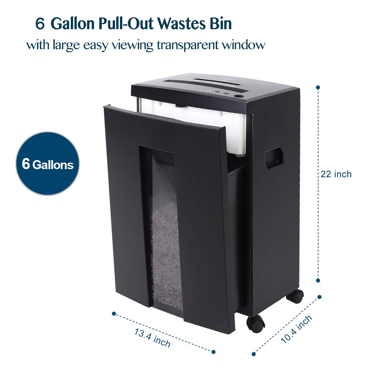 WOLVERINE 10-Sheet Super Micro Cut High Security Level P-5 Heavy Duty Paper/CD/Card Ultra Quiet Shredder for Home Office by 60 Mins Running Time and 6 Gallons Pullout Waste Bin SD9112 (Black ETL)