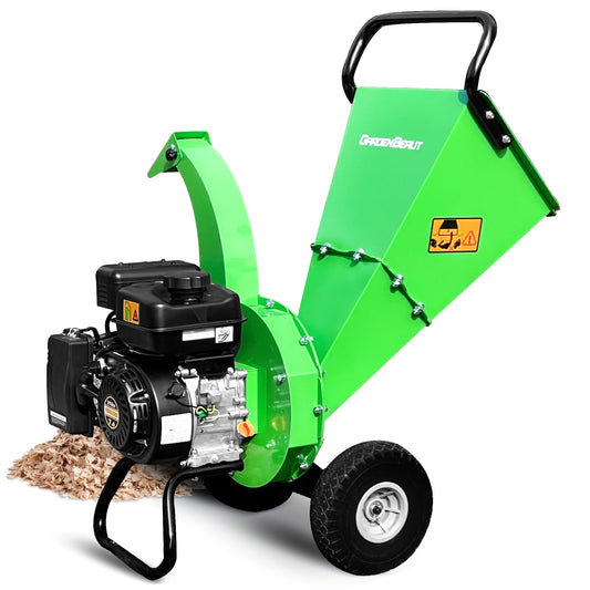 GARDENBEAUT S3 Wood Chipper Shredder, 7HP 212cc Gas Powered Heavy Duty, 3" Max Wood Diameter Capacity, 15: 1 Reduction Ratio, 1-Year Warranty After Product Registration