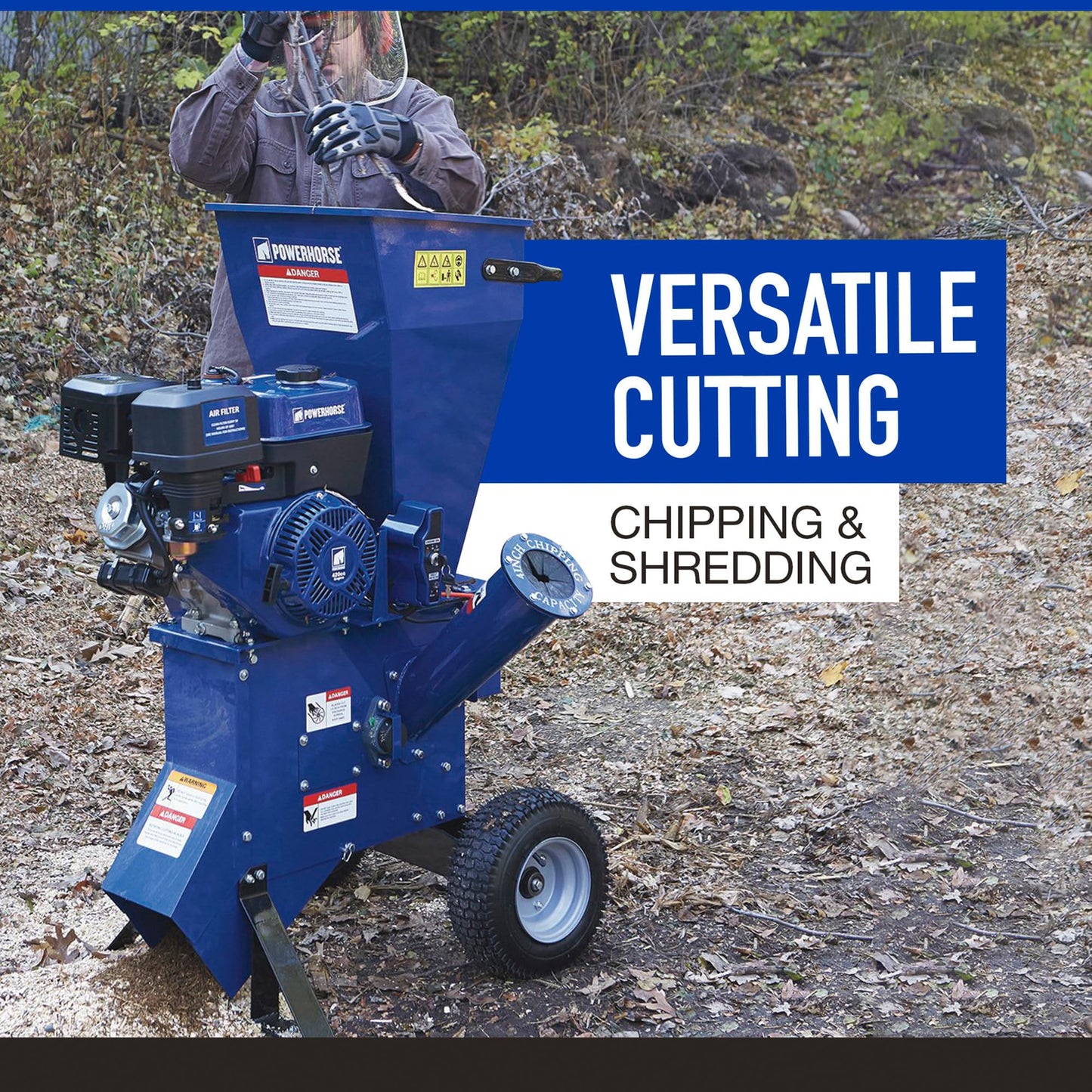 Powerhorse Chipper/Shredder - 420cc Powerhorse OHV Engine, 4in. Chipping Capacity